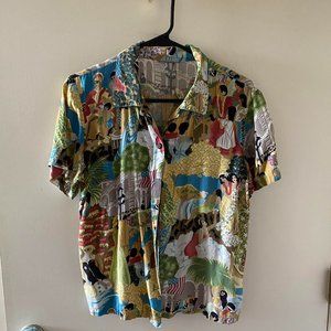 Hawaiian History Print Retro Button-up